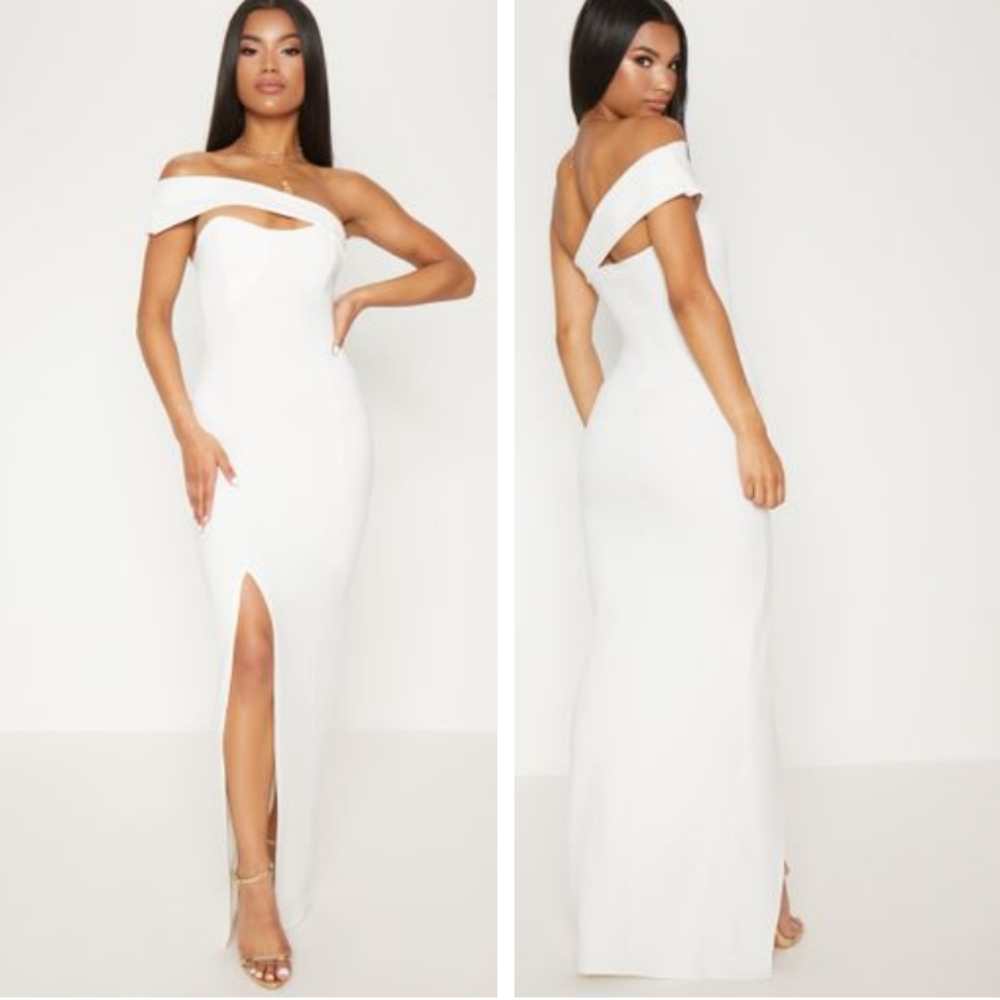 White off the shoulder full length dress